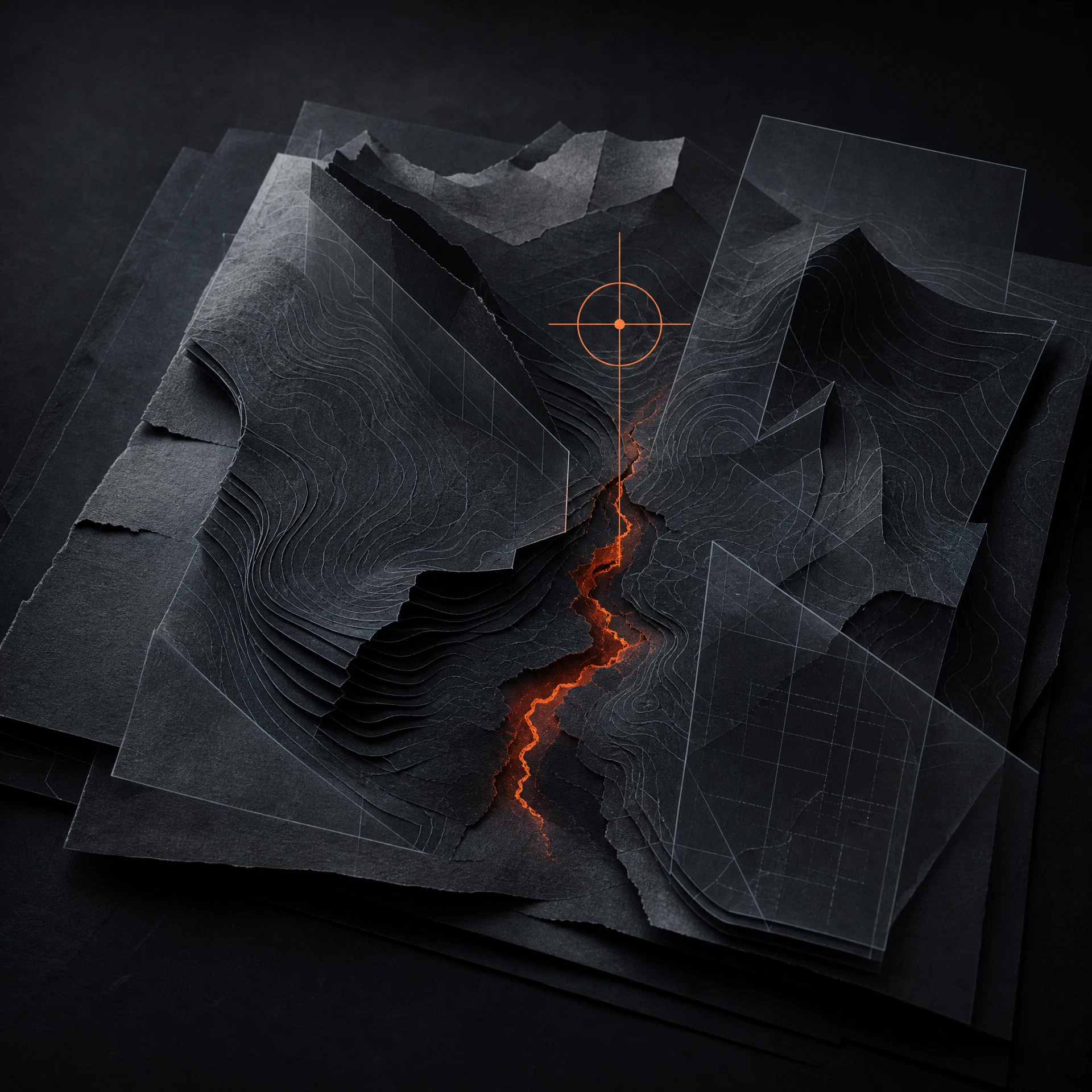 Abstract terrain with a highlighted technical risk